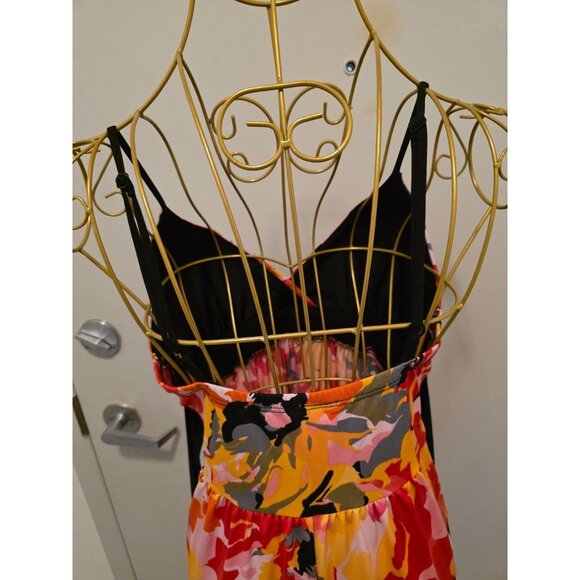 Poet Spaghetti Straps Floral Print Dress Size M Colorful V-Neck - Picture 9 of 16